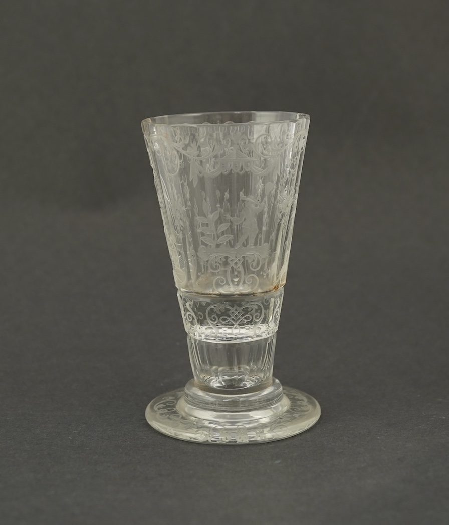 A set of six Lobmeyr engraved beakers, c.1880